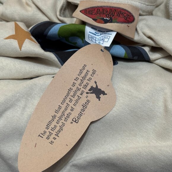 BEARADISE Bear Hug Graphic 100% Cotton T-Shirt, Beige, Large (Oversized) - Picture 8 of 11